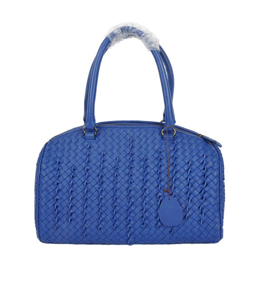 Bottega Veneta Nero intrecciato Tornabuoni Boston Bag Blu